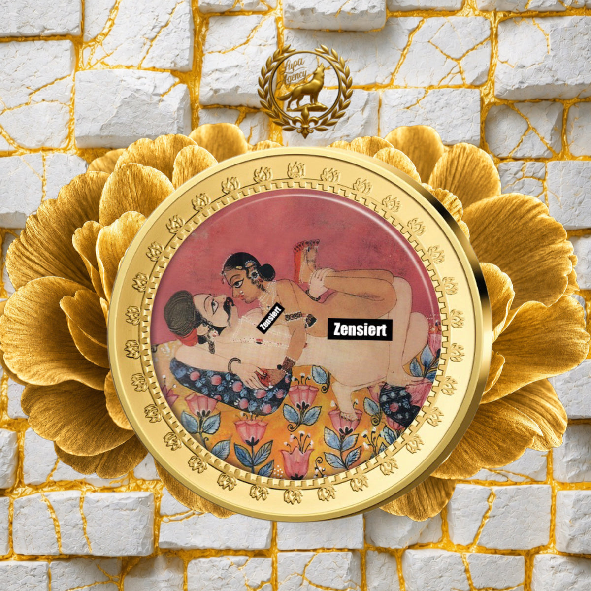 Kamasutra Farbapplikation Der Schwan - Sammelmünze - Goldmünze - 24 Karat vergoldet - Numismatik