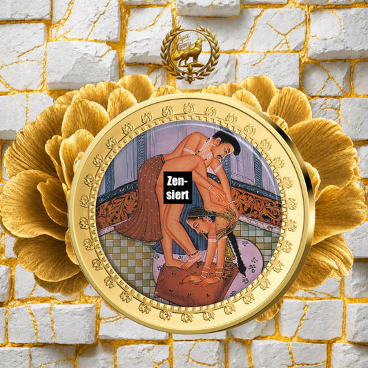 Kamasutra Farbapplikation Der Waffenstillstand - Sammlermünze - Goldmünze - 24 Karat vergoldet - Numismatik