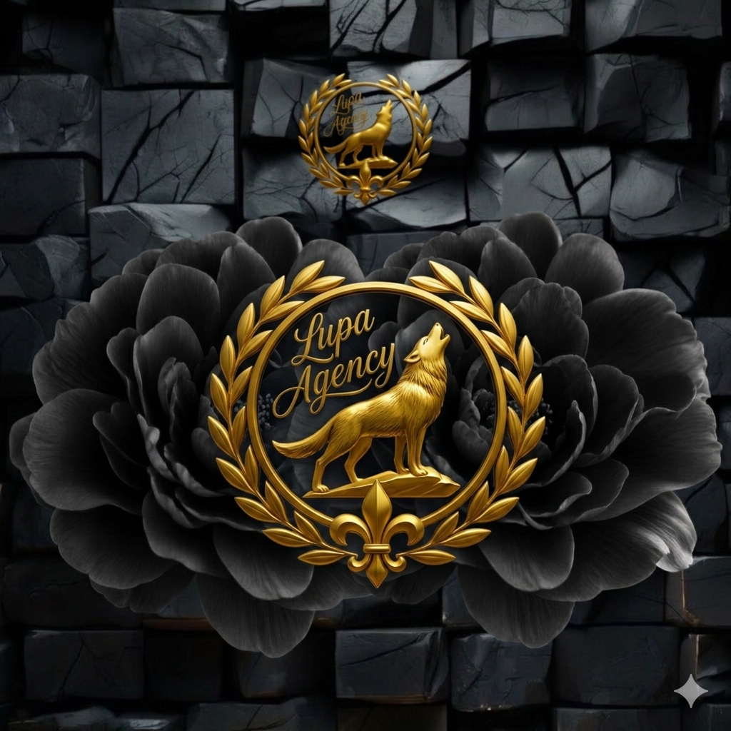 Karten Hülle mit Emblem - Card Sleeve - Golden Emblem - Lupa Agency