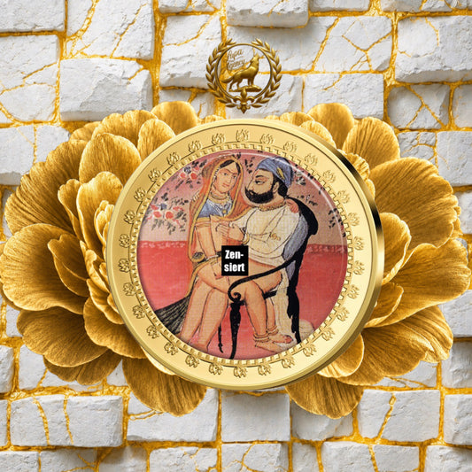 Kamasutra Farbapplikation Der Liebesstuhl - Sammelmünze - Goldmünze - 24 Karat vergoldet - Numismatik