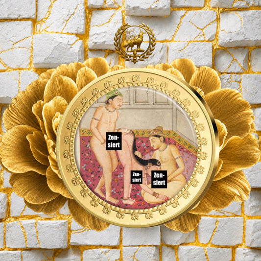 Kamasutra Farbapplikation Der Esel im Frühling - Sammelmünze - Goldmünze - 24 Karat vergoldet - Numismatik