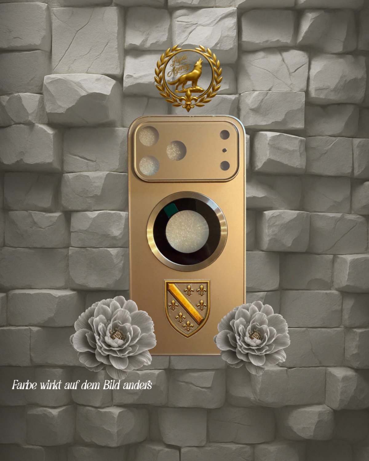 IPhone 17 pro Max Hülle mit BiH Wappen - Handyhülle mit goldenem Bosnien Wappen 17 pro Max - Mobile phone case with golden Bosnia and Herzegovina Emblem - Golden Ljiljani - BiH