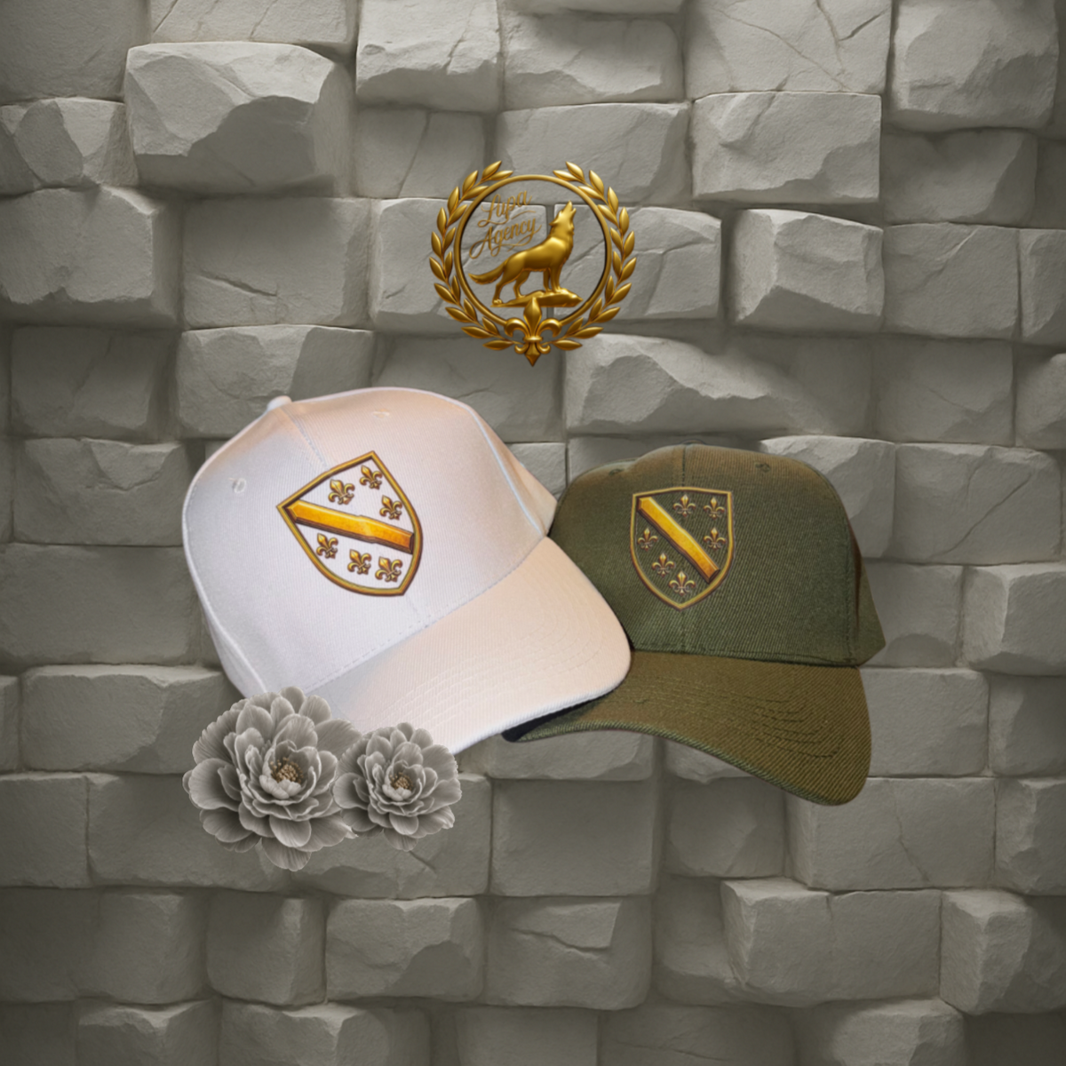 Bosnia Kappe - Mütze Bosnien - Mütze mit bosnischem Wappen - BiH Mütze - Cap with golden Bosnia and Herzegovina Emblem - Kappe - Bosnien und Herzegowina - Golden Ljiljani - BiH