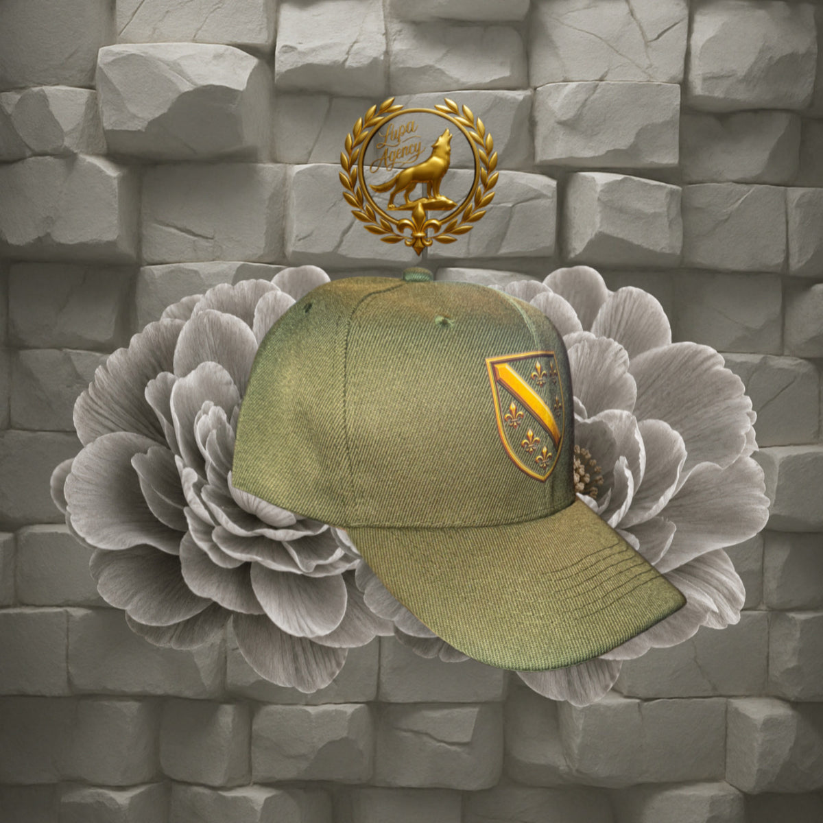 Bosnia Kappe - Mütze Bosnien - Mütze mit bosnischem Wappen - BiH Mütze - Cap with golden Bosnia and Herzegovina Emblem - Kappe - Bosnien und Herzegowina - Golden Ljiljani - BiH