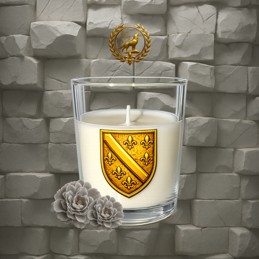 Duftkerze mit bosnischem Gold Wappen - Duftkerze mit Gold BiH Wappen - Vanille - Golden Ljiljani  - Candle with golden Bosnia and Herzegovina Emblem - Wappen - Bosnien und Herzegowina - Vanilla - BiH