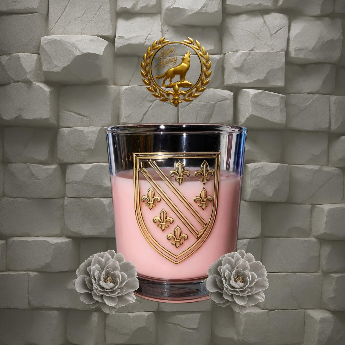Duftkerze mit bosnischem Gold Wappen - Golden Ljiljani - Duftkerze mit historisch-bosnischen Gold Wappen - Candle with golden Bosnia and Herzegovina Emblem - Kerzen - Bosnien und Herzegowina - BiH